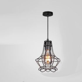 Retro Industrial Style Wrought Iron Chandelier Creative Small Iron Cage (Option: C-Soak in warm light)