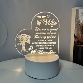 Creative 3D Night Heart Shaped Blessing Language USB Small Table Lamp (Option: Color11-Monochrome USB)