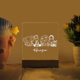 LED Bedside Lamp Children's Cartoon (Option: Animal World-Monochrome-USB)