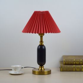 Warm Chinese Style Ceramic Wedding Master Bedroom Decorative Lamp (Option: Red-button switch-EU)