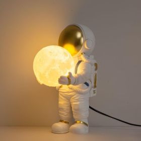 Astronaut Creative Bedroom Bedside Spaceman Lamps (Option: Monochrome Warm Light-Printing Lampshade Plug)