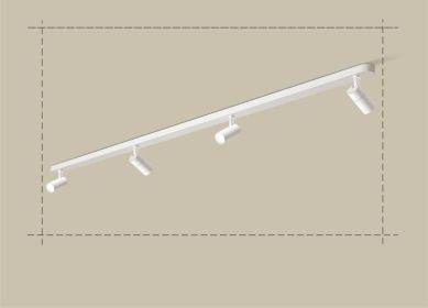 Commercial Guide Rail Ceiling Lighting For Living Room Shops (Option: White 4head 200CM-Warm light)